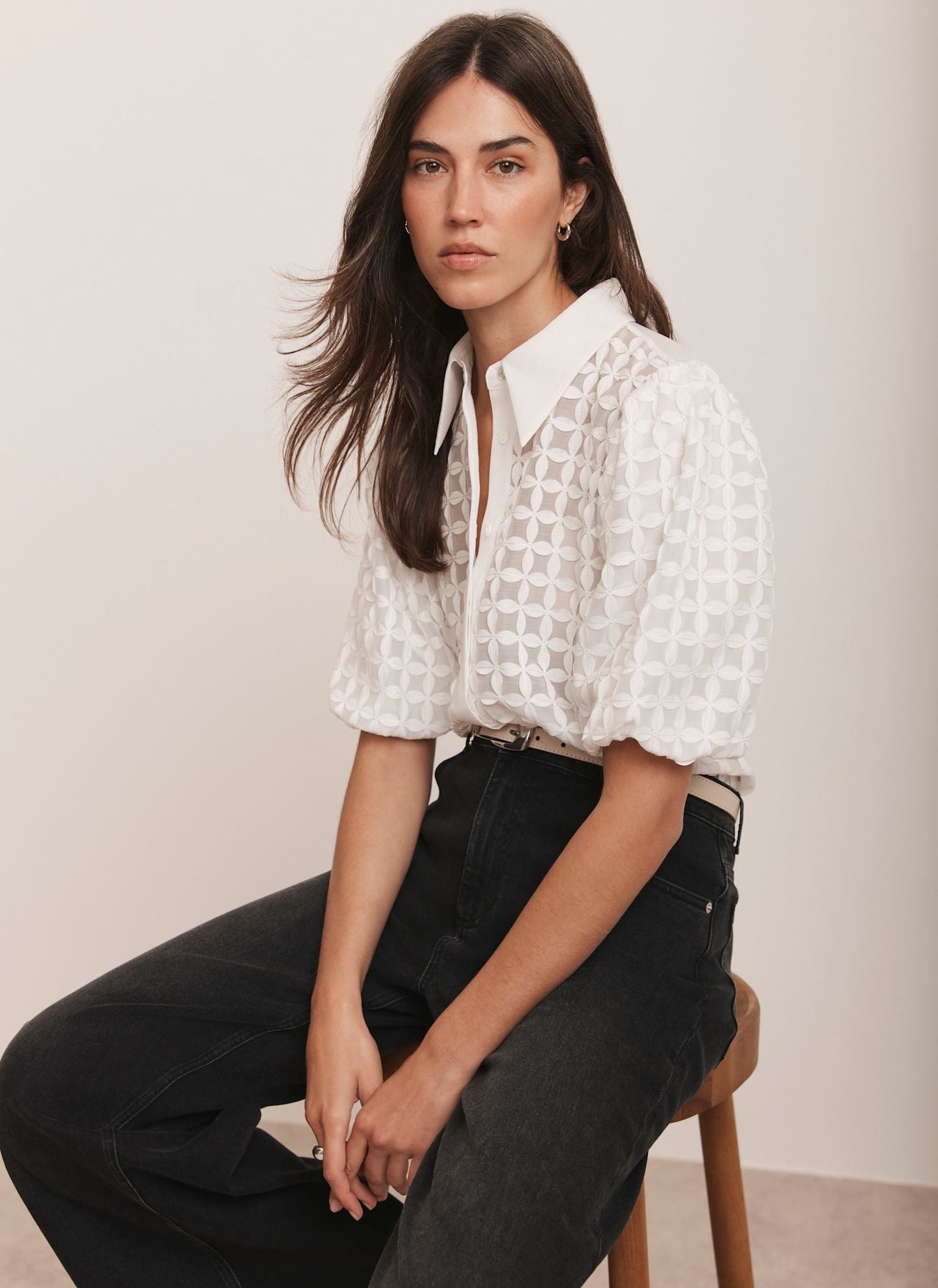 White Applique Petal Shirt