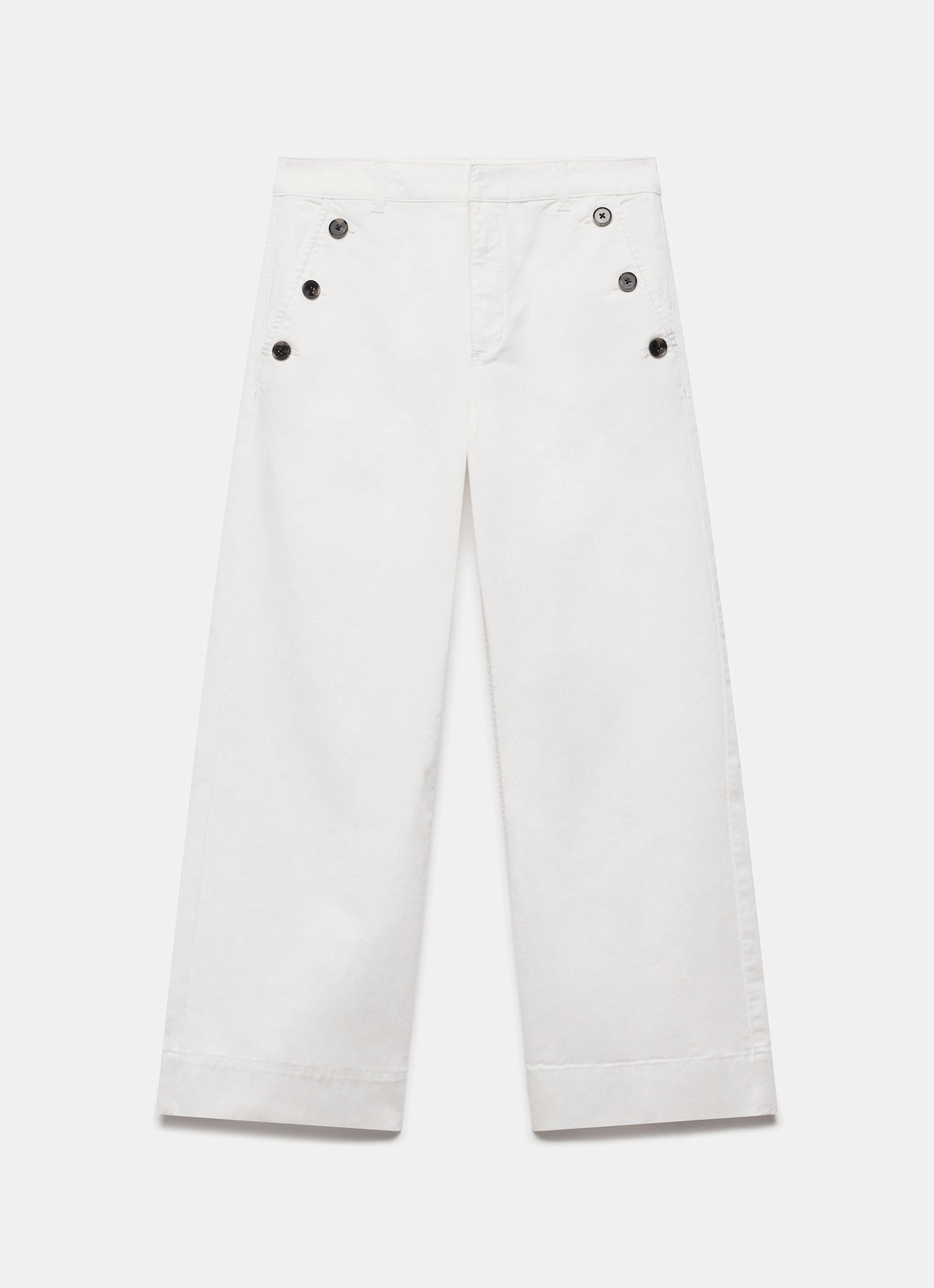White Button Detail Trousers