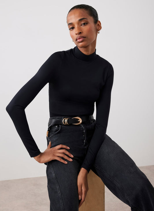 Black High Neck Layering Top
