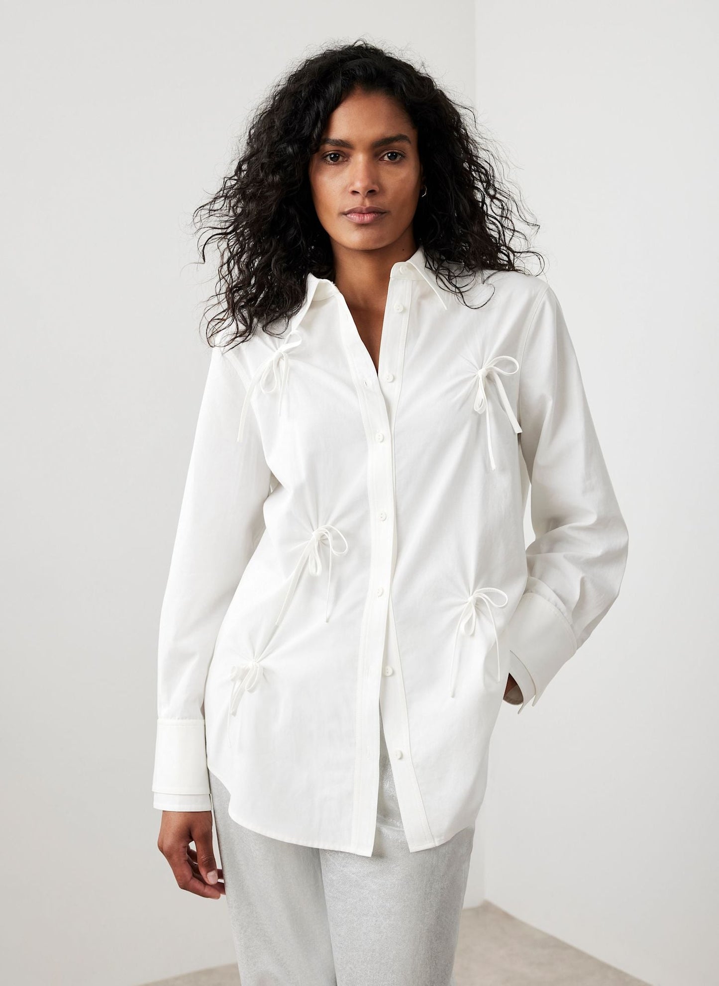 White Knot Detail Shirt