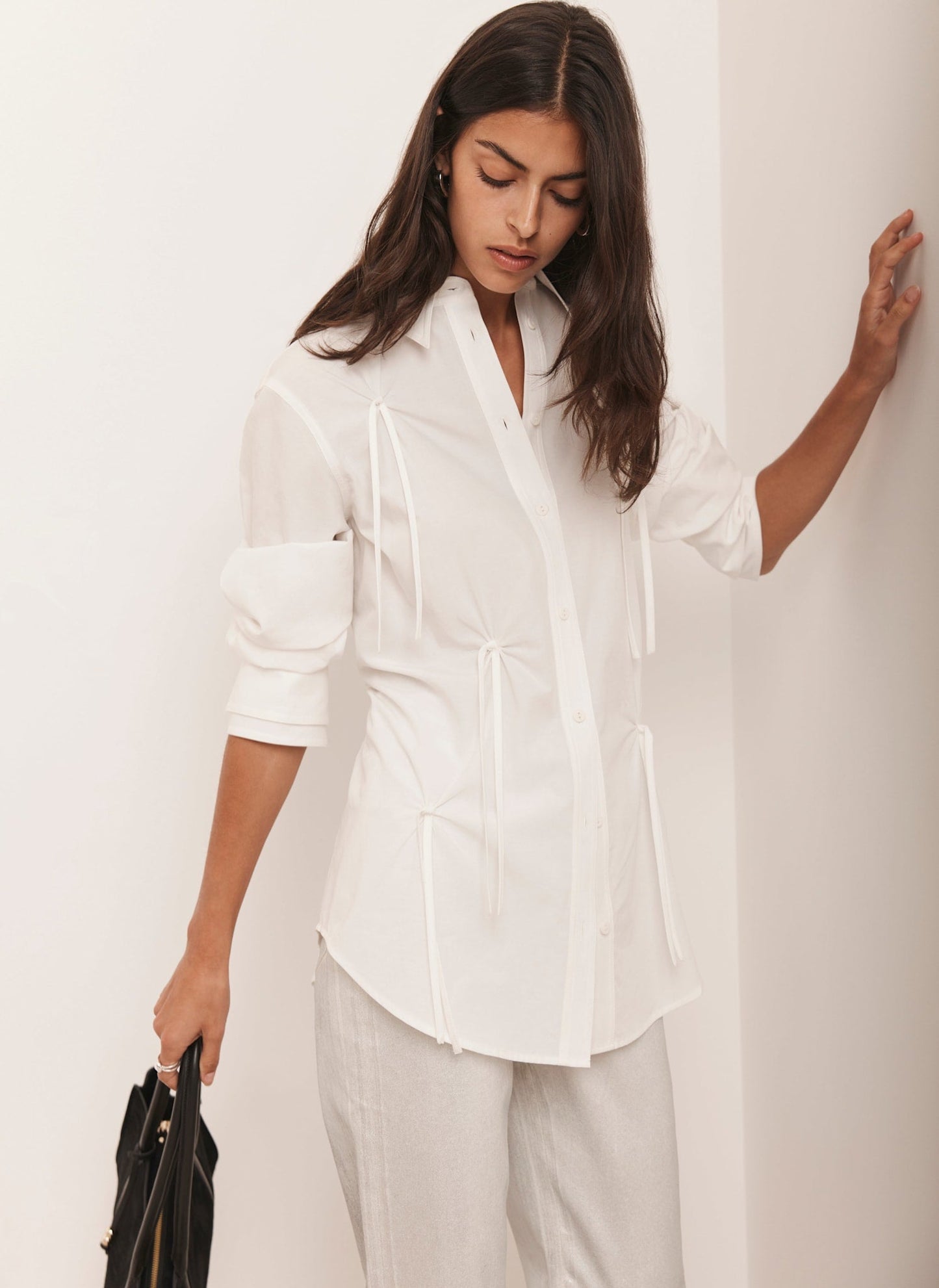 White Knot Detail Shirt