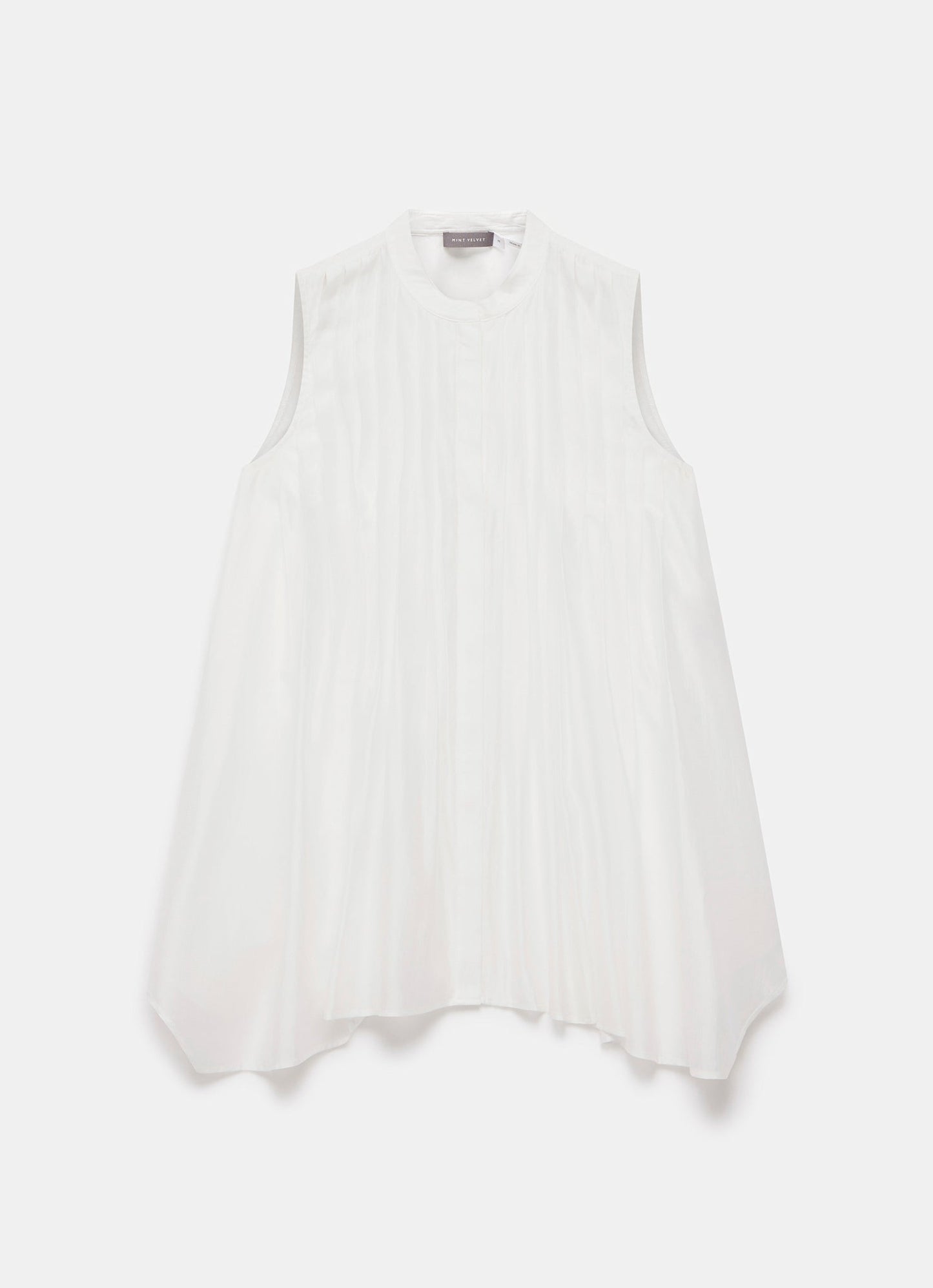 White Sheer Pleat Detail Top
