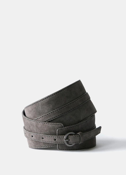 Grey Suede Wide Belt