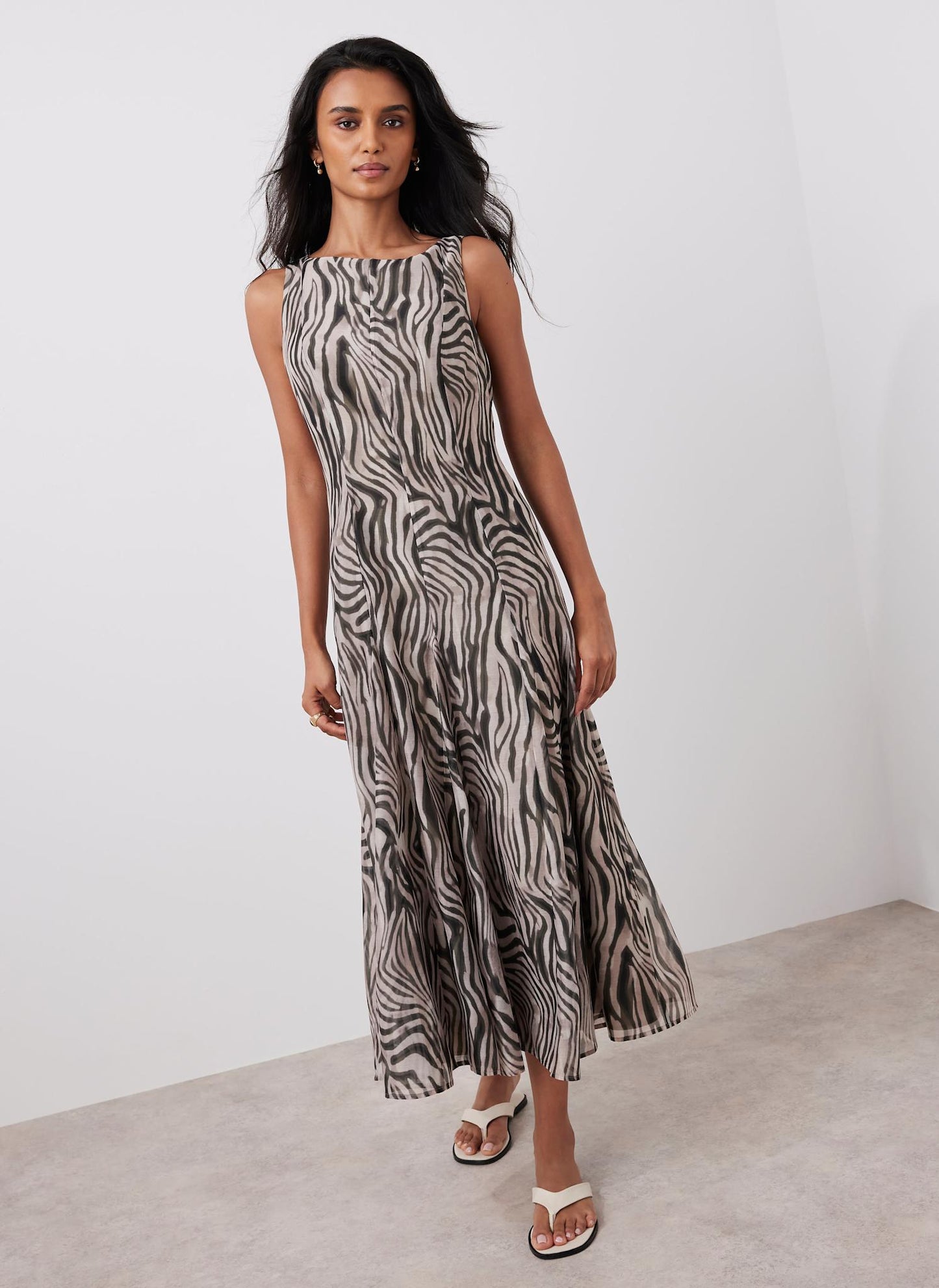 Black Zebra Print Maxi Dress