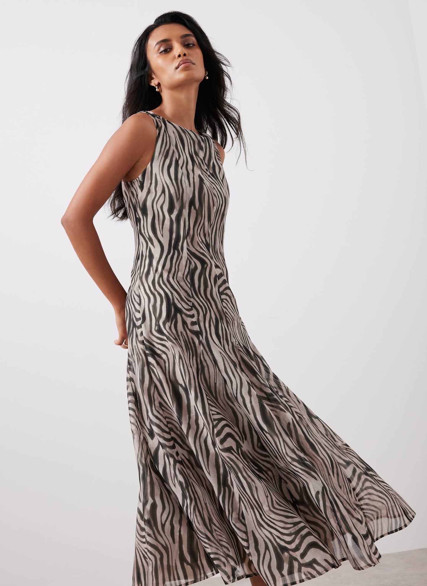 Black Zebra Print Maxi Dress