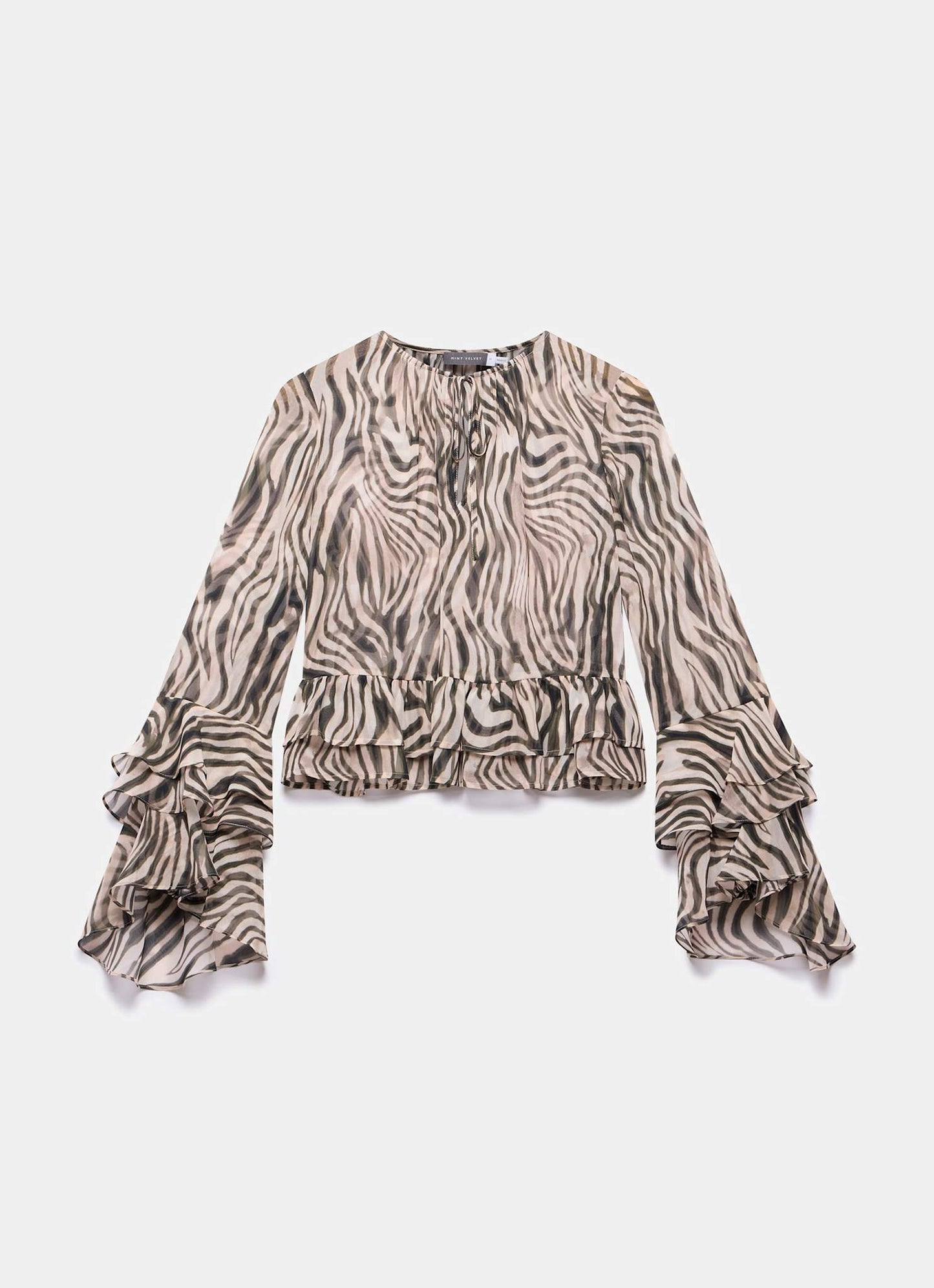 Black Zebra Print Ruffle Top