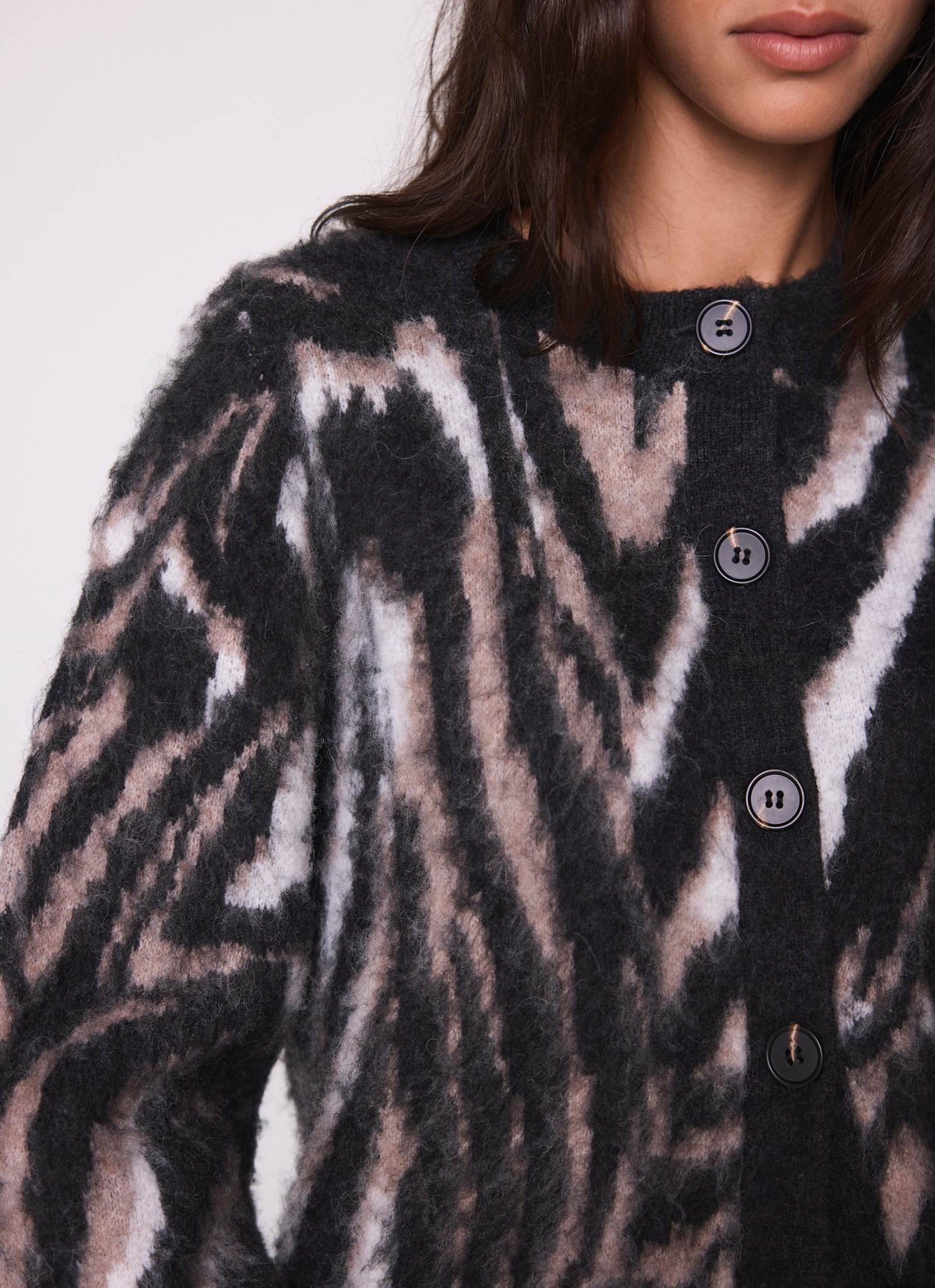Neutral Zebra Knit Cardigan