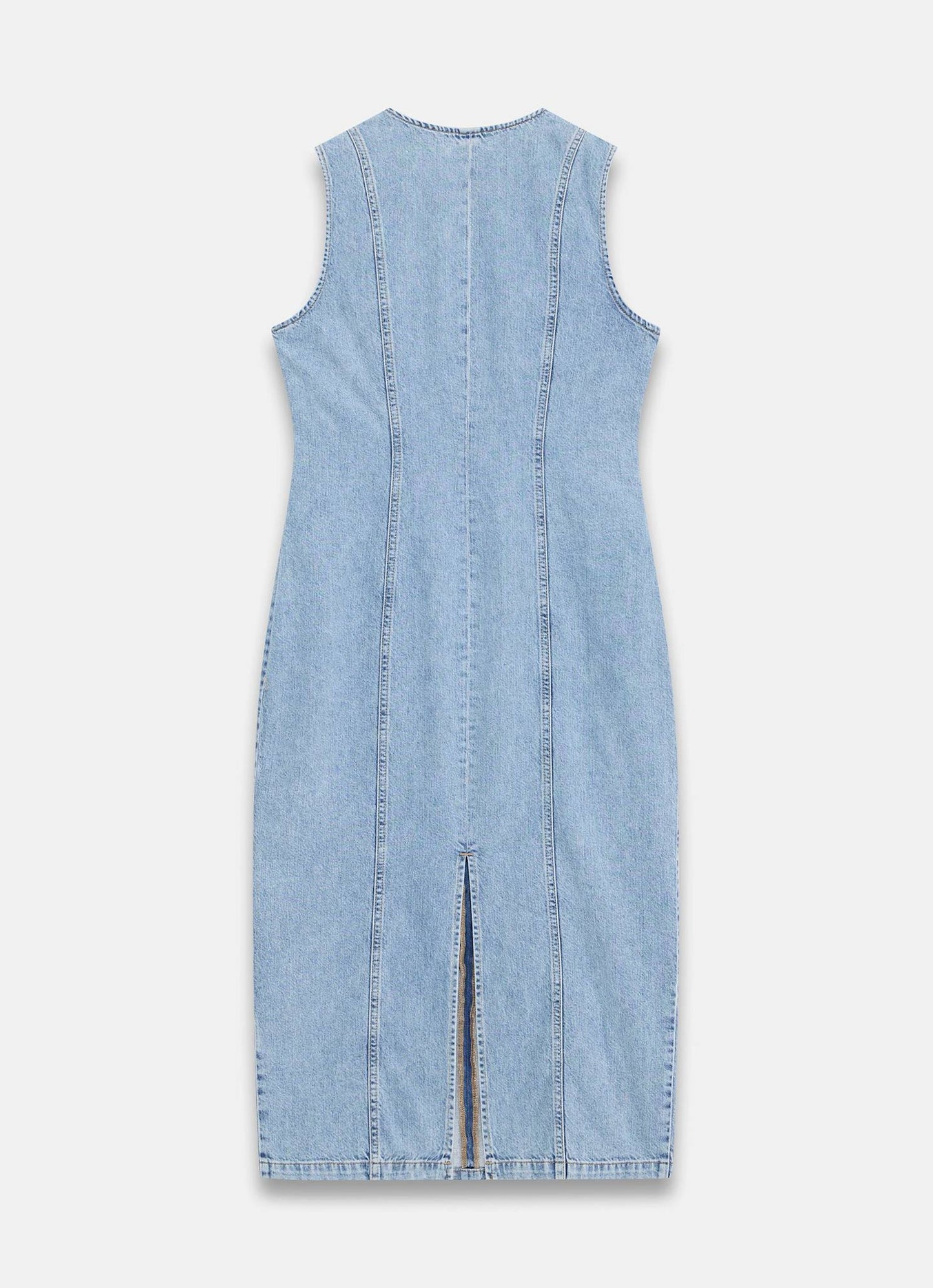 Light Indigo Denim Midi Dress