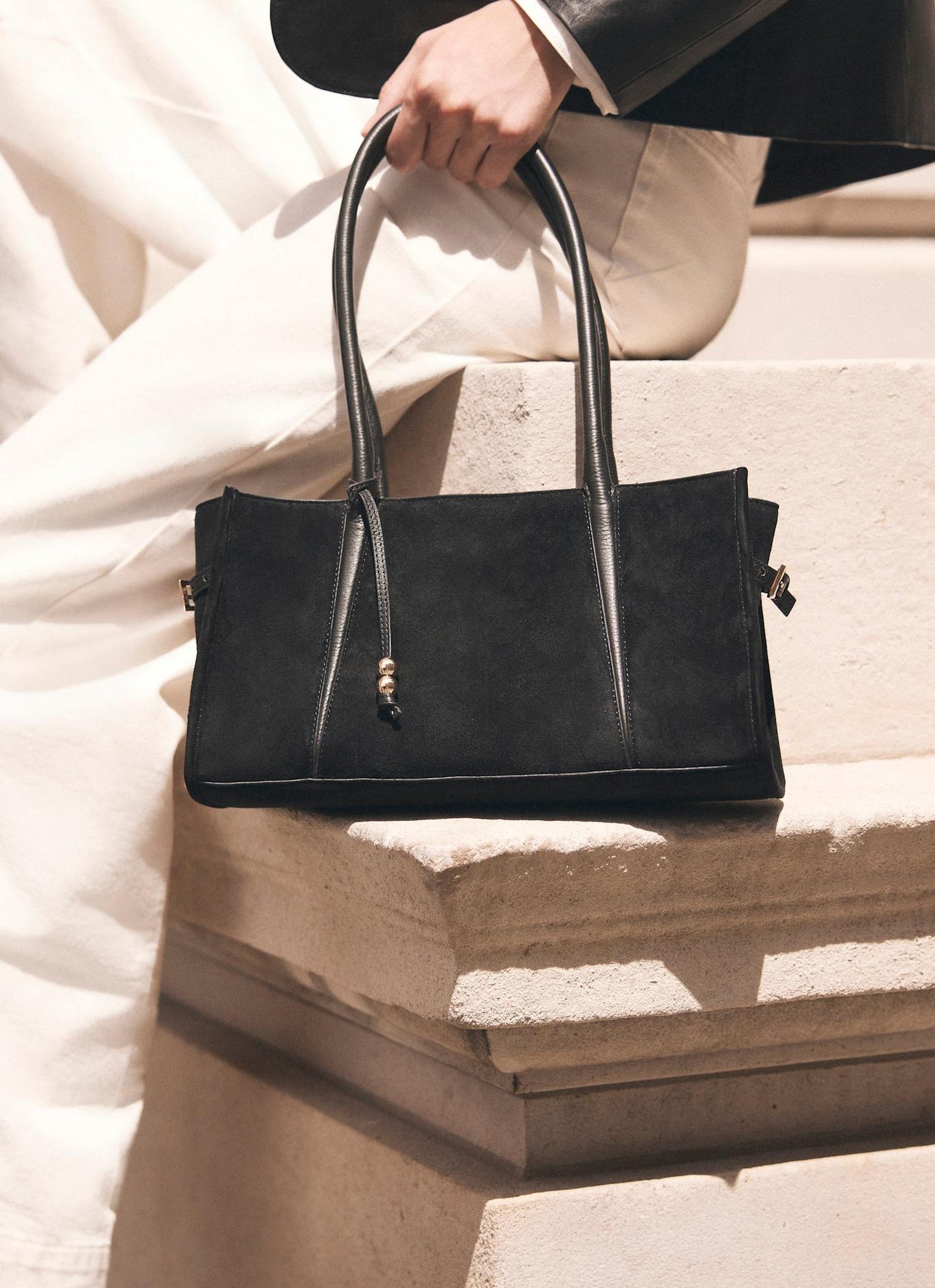 Zita Black Suede Shoulder Bag