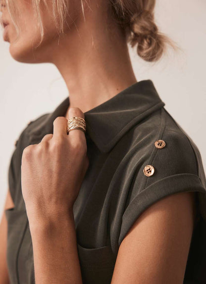 Khaki Utility Midi Dress