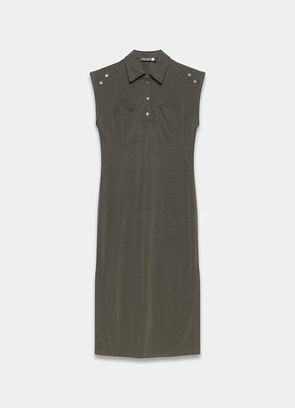 Khaki Utility Midi Dress