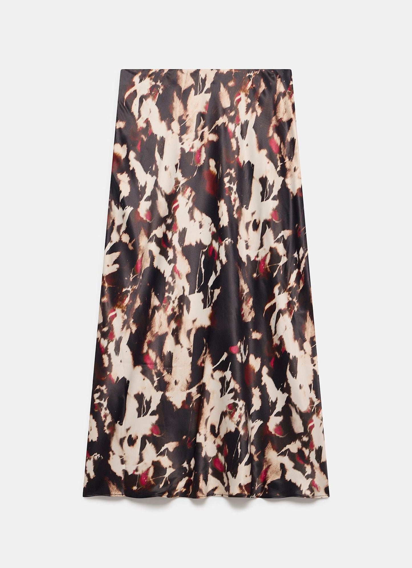 Burgundy Abstract Print Midi Skirt