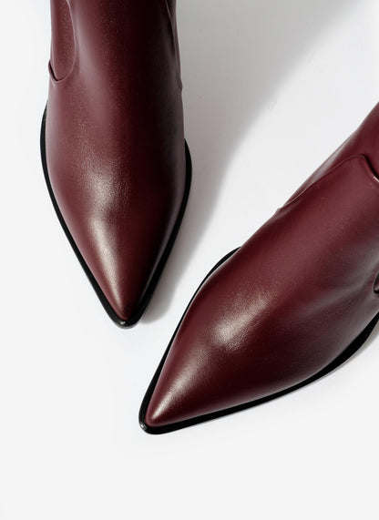 Amy Burgundy Leather Ankle Boots