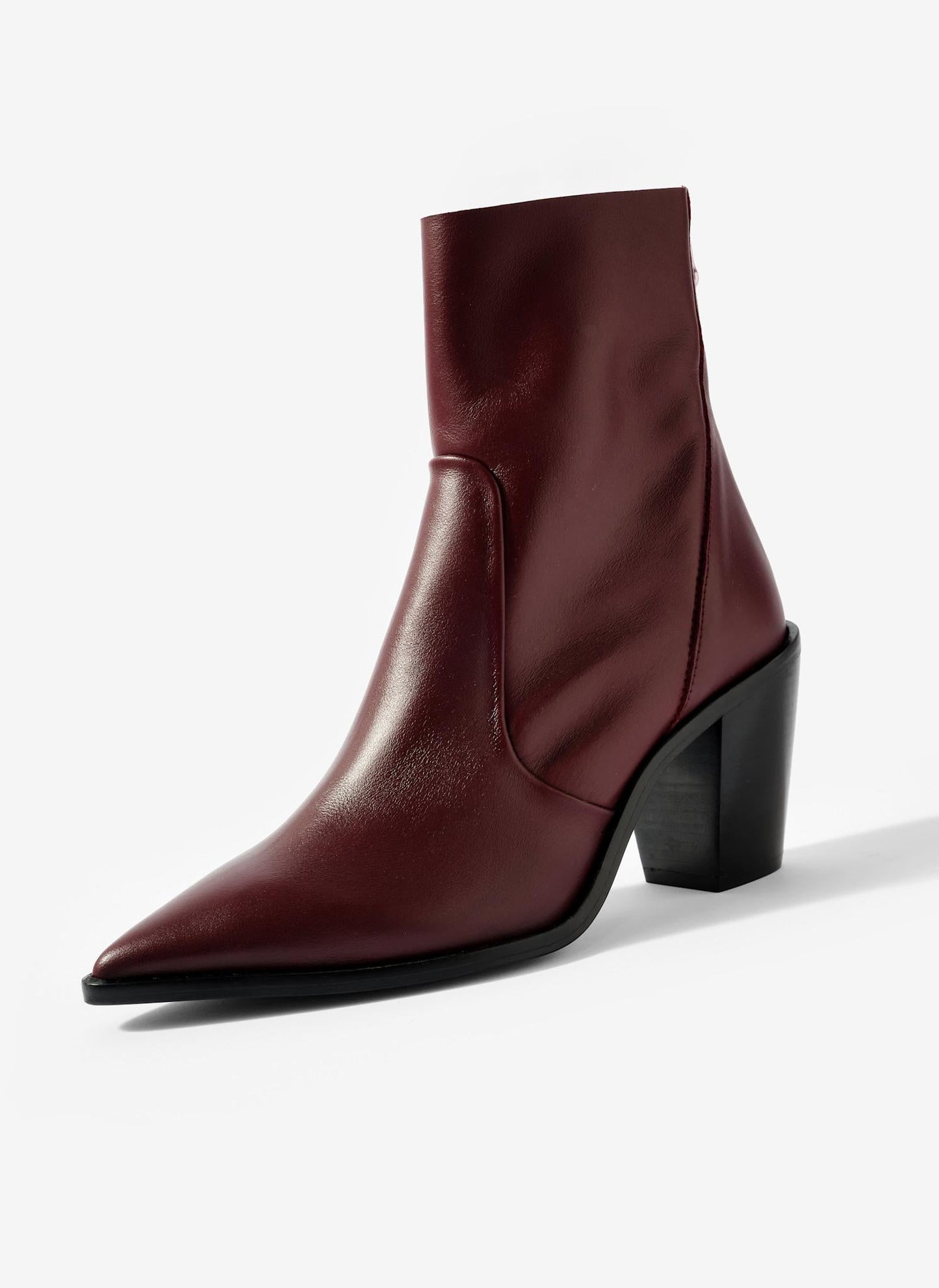 Amy Burgundy Leather Ankle Boots