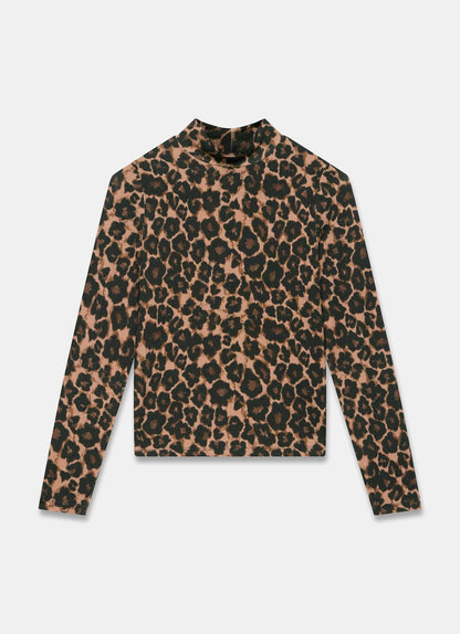 Leopard Print High Neck Top
