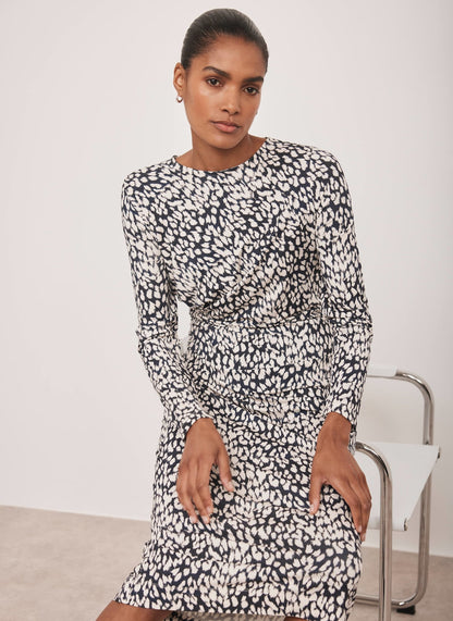 Black Animal Print Midi Dress
