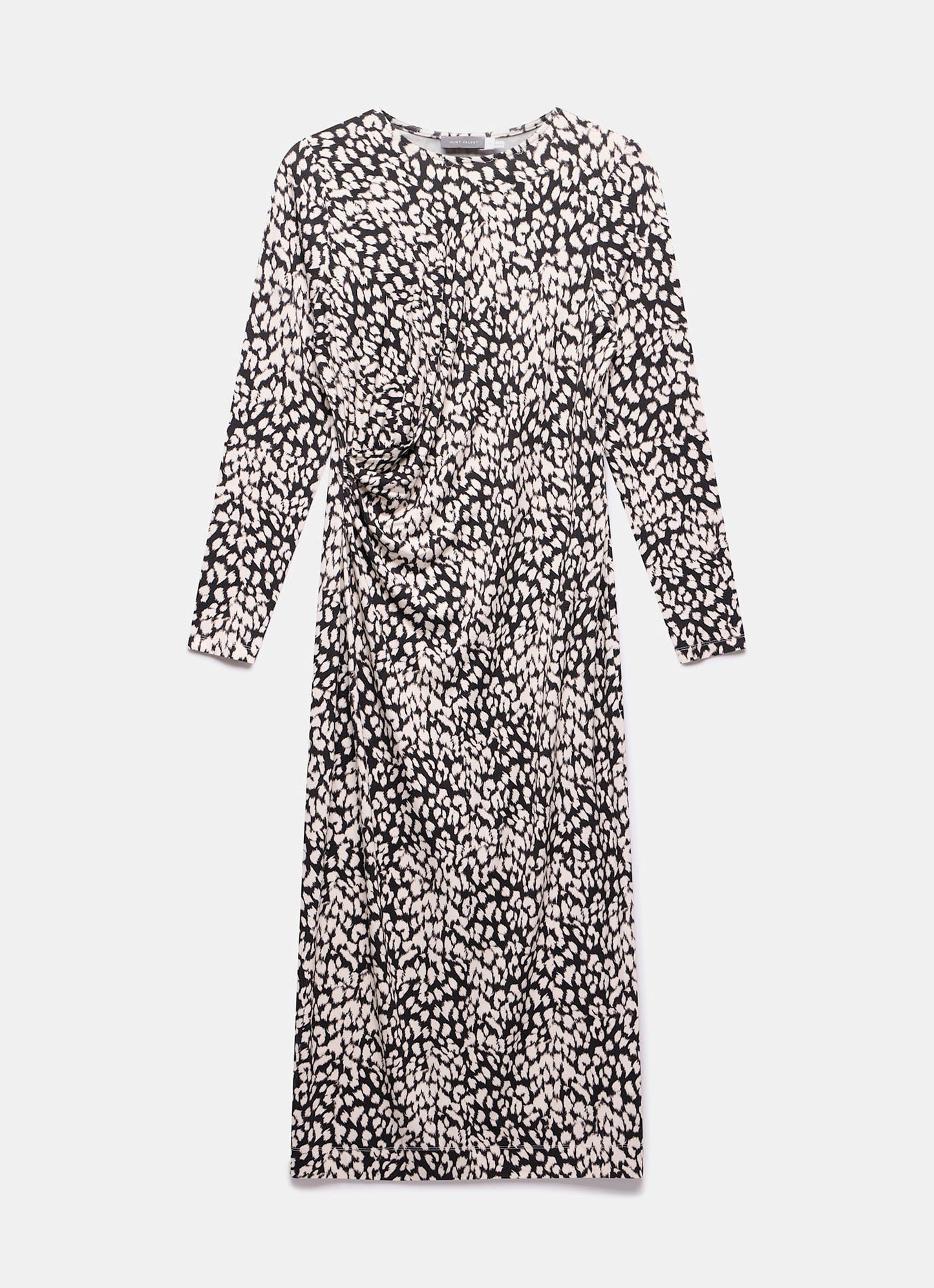 Black Animal Print Midi Dress