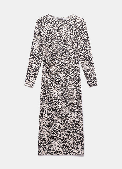 Black Animal Print Midi Dress