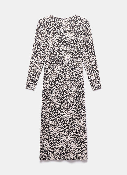 Black Animal Print Midi Dress