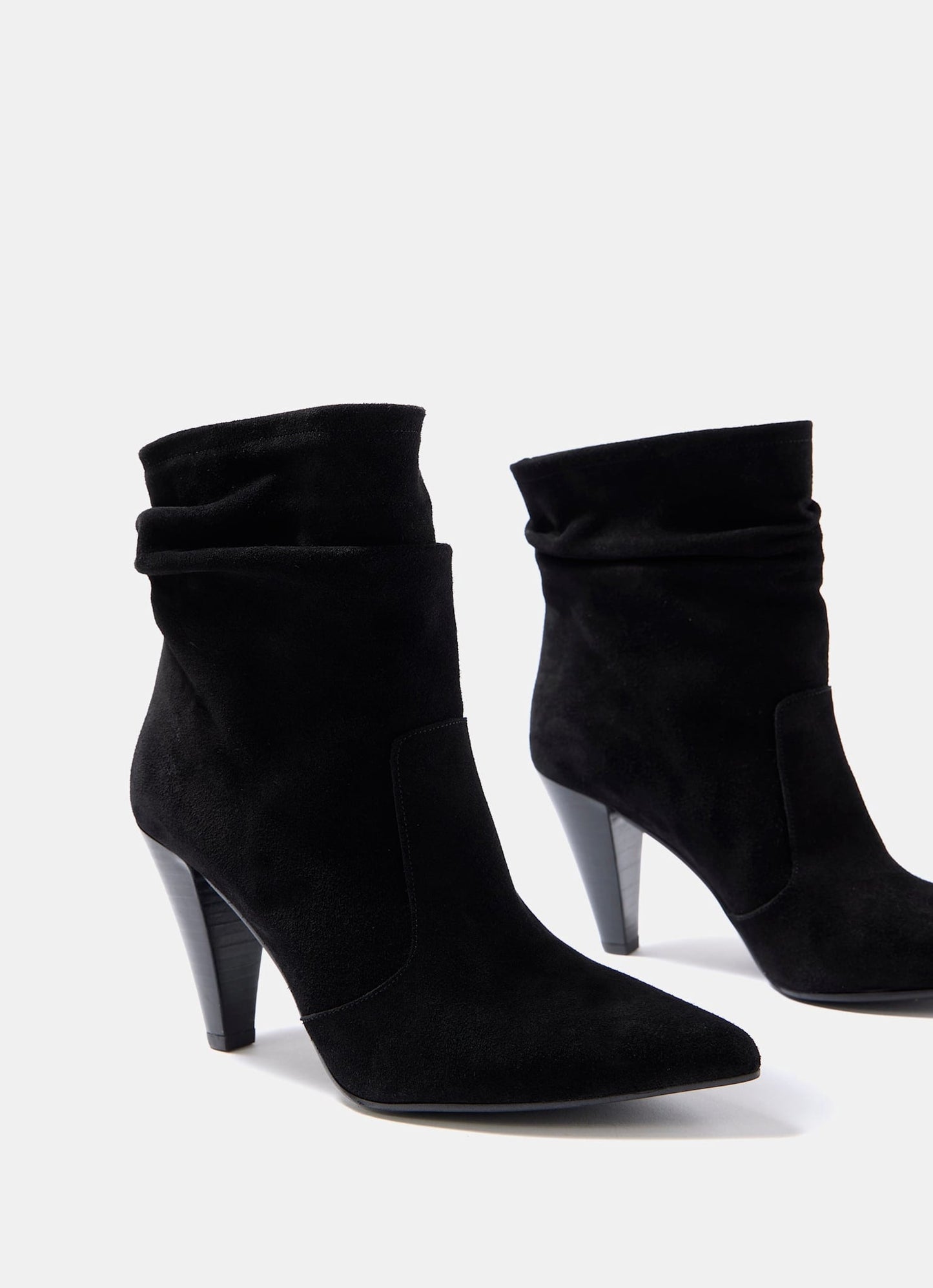 Anya Black Suede Heeled Ankle Boots