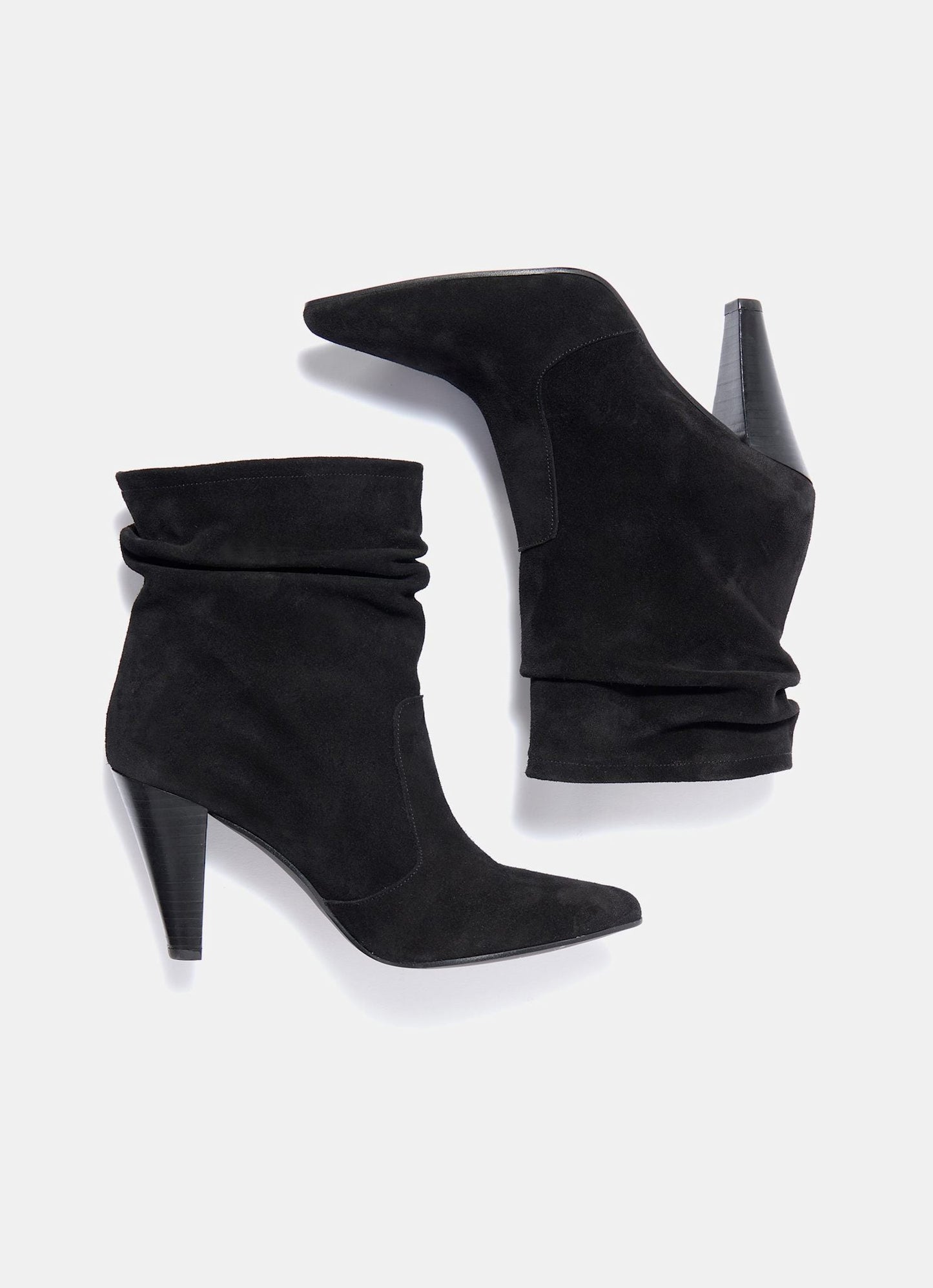 Anya Black Suede Heeled Ankle Boots
