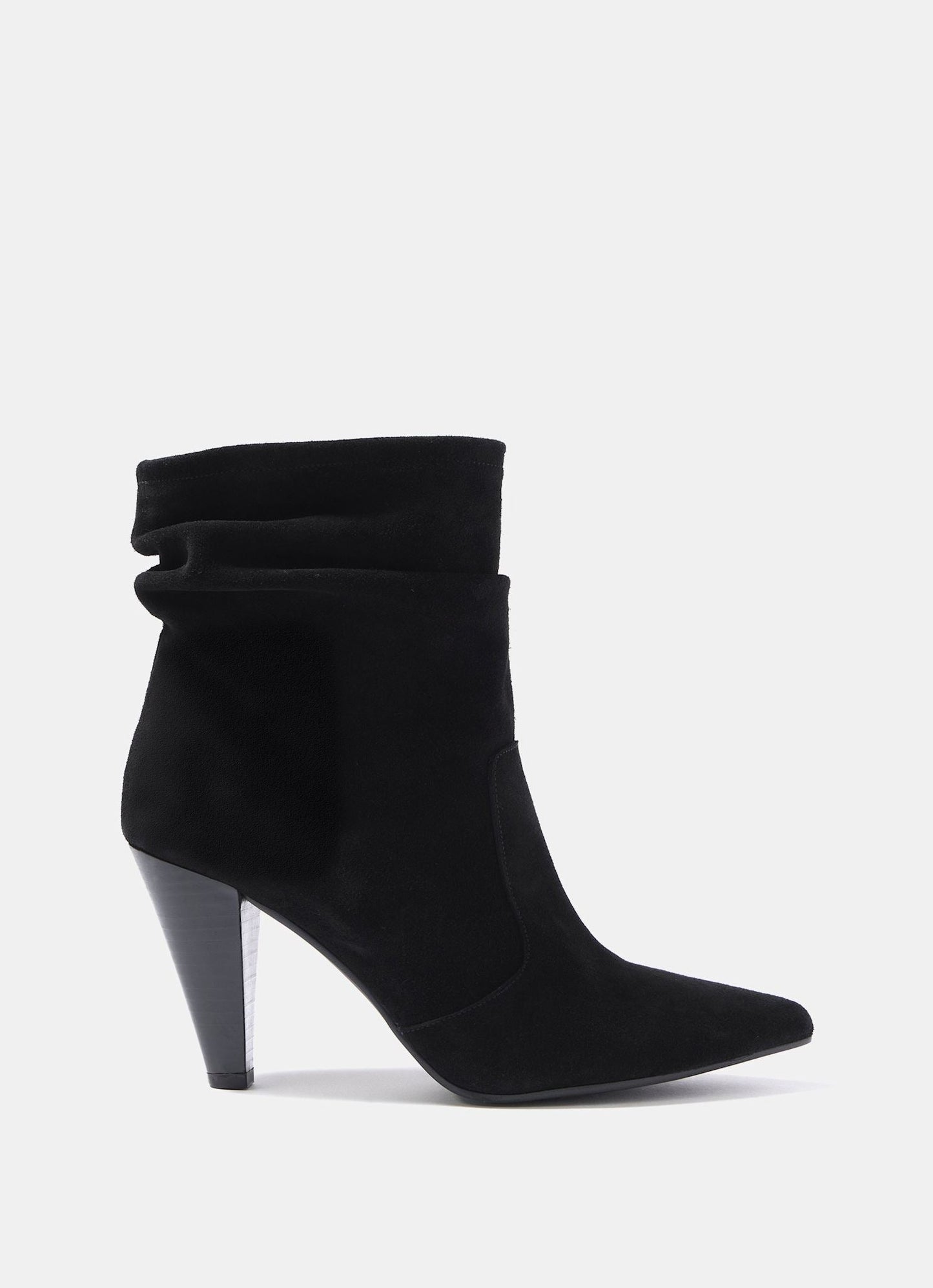 Anya Black Suede Heeled Ankle Boots