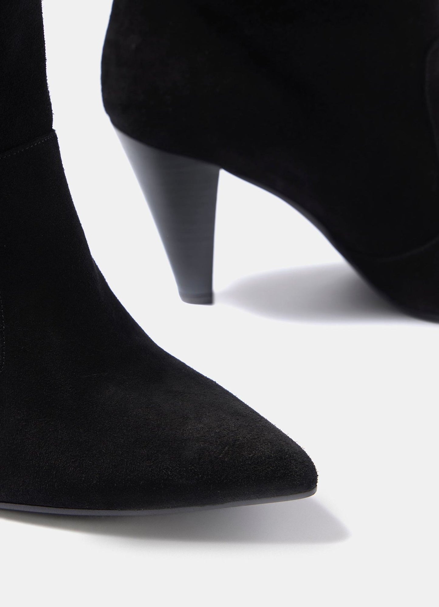 Anya Black Suede Heeled Ankle Boots