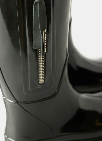 April Black Patent Knee-High Wellies