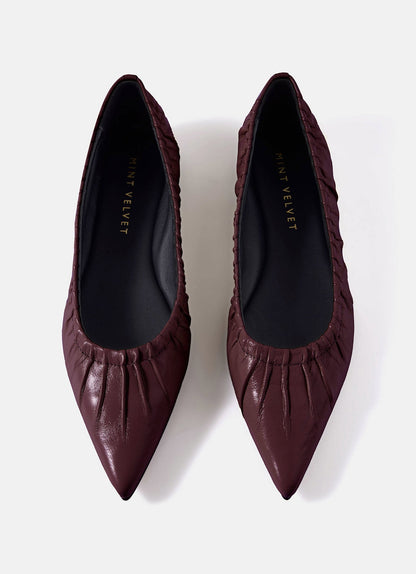 Arella Burgundy Leather  Flat Pumps