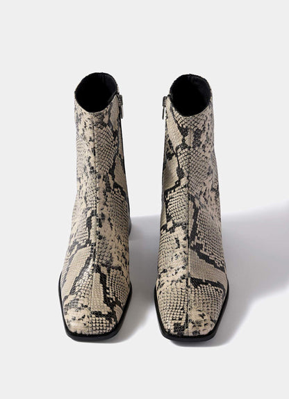 Aria Snake Print Ankle Boots