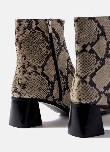 Aria Snake Print Ankle Boots