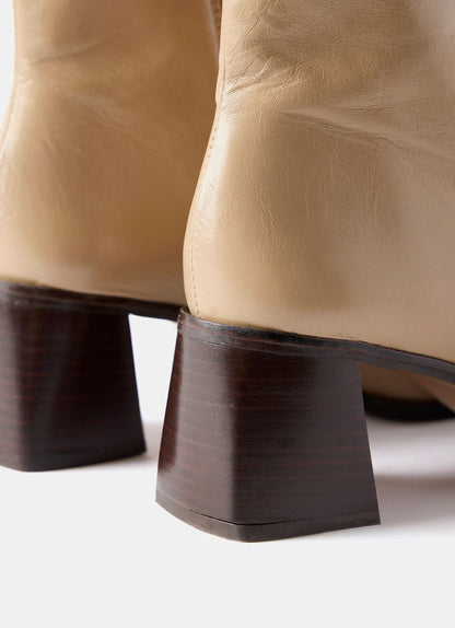 Aria Neutral Leather Ankle Boots