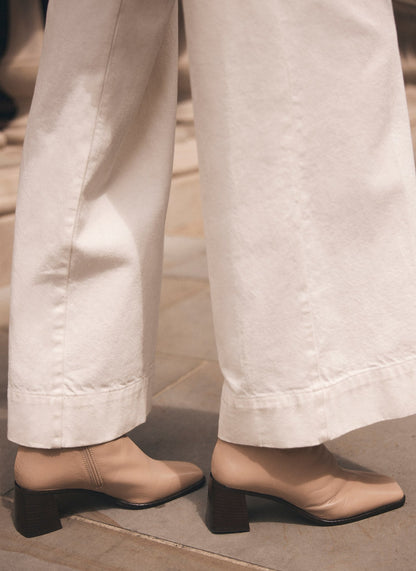 Aria Neutral Leather Ankle Boots