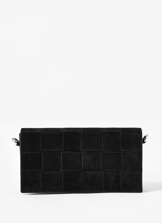 Avi Black Suede Woven Clutch