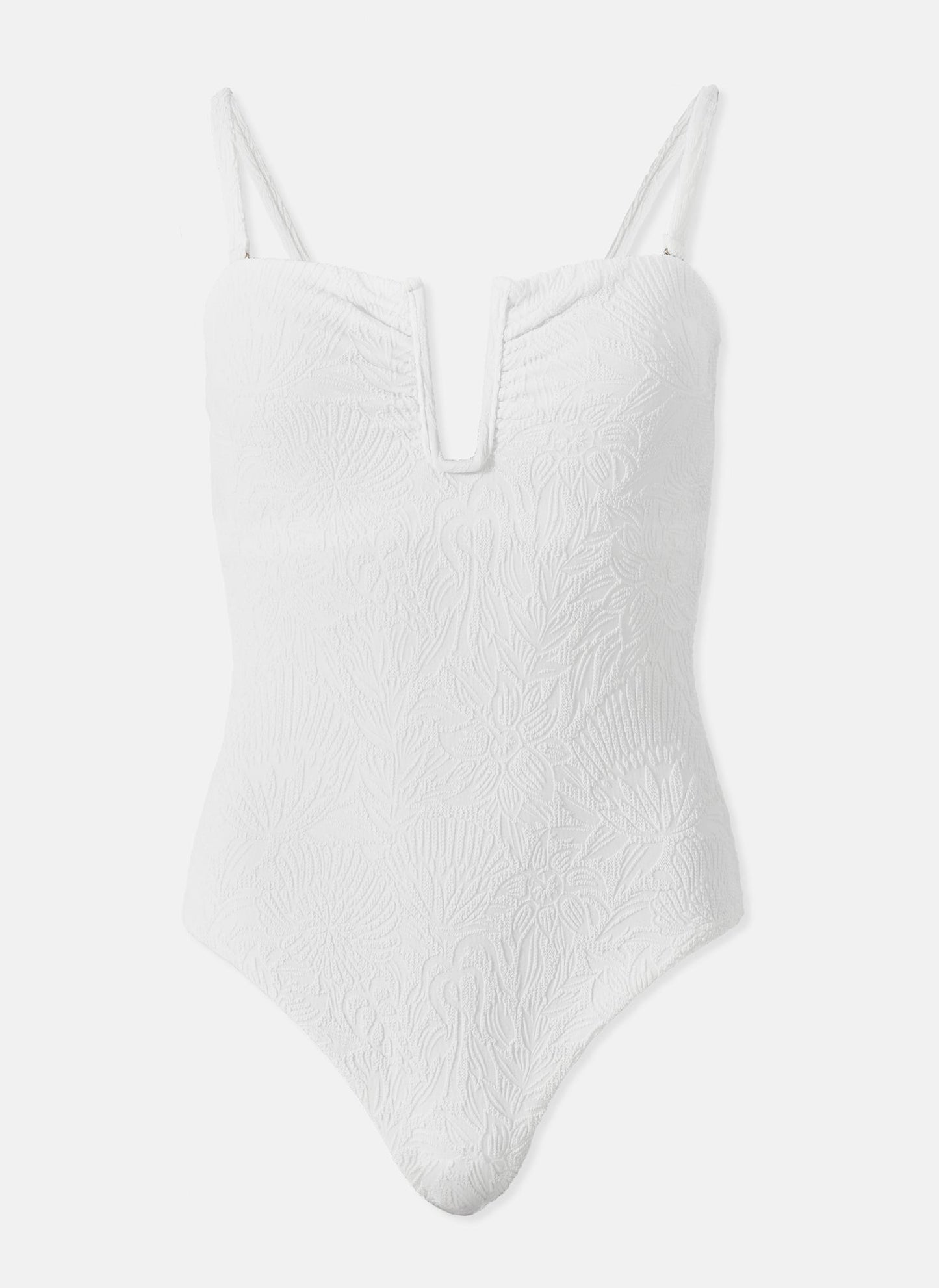 White Textured Bandeau Swimsuit