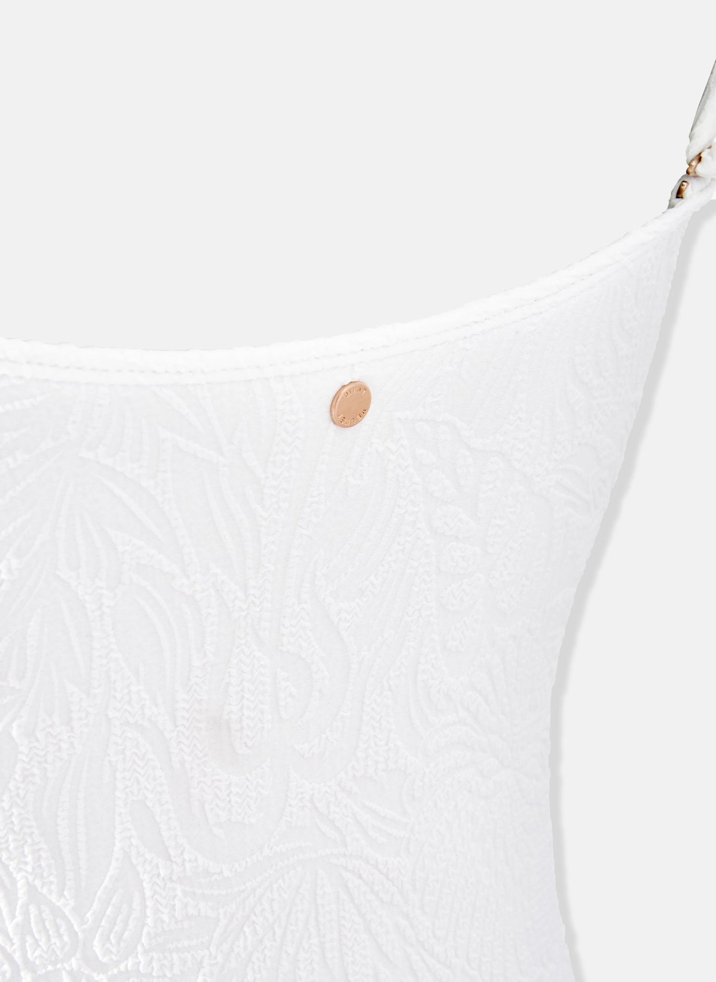 White Textured Bandeau Swimsuit
