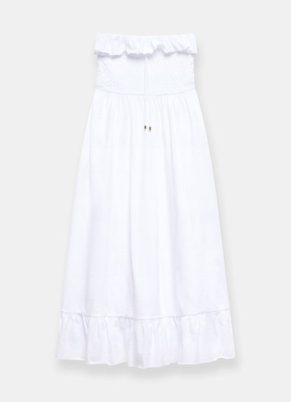 White Bandeau Midi Dress