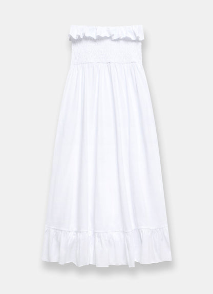 White Bandeau Midi Dress