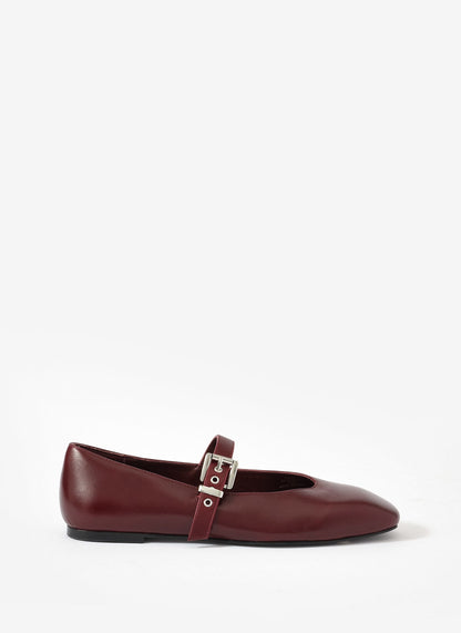 Bea Burgundy Leather Ballet Flats