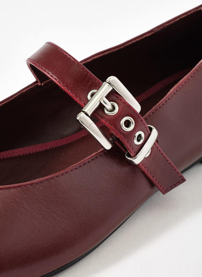 Bea Burgundy Leather Ballet Flats