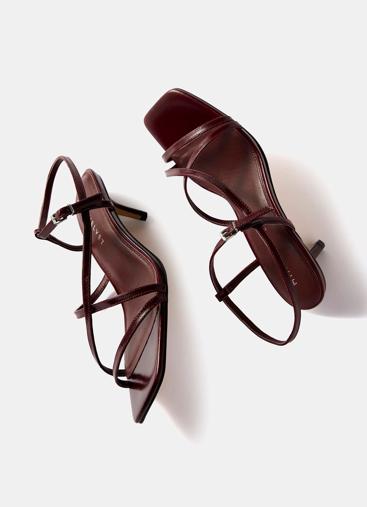 Eli Burgundy Leather Strappy Kitten Heels