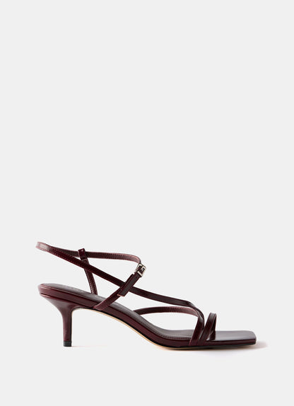 Eli Burgundy Leather Strappy Kitten Heels