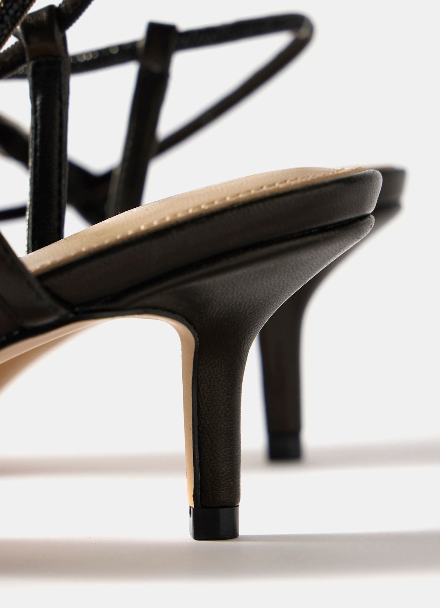 Eli Black Embellished Strappy Kitten Heels