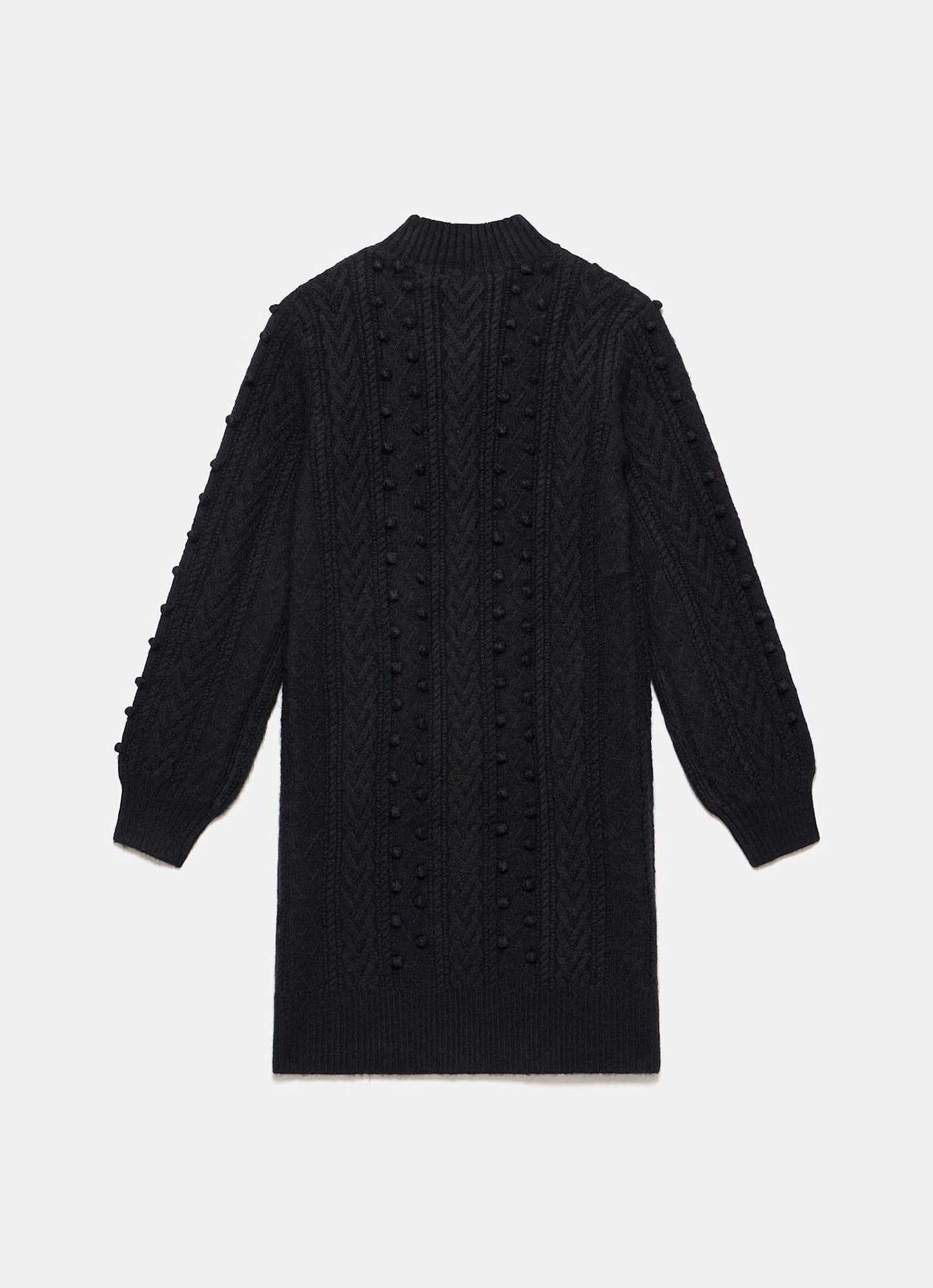 Black Bow Detail Cable Knit Mini Dress