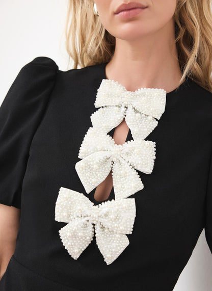 Black Bow Detail Mini Dress