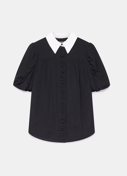 Black Contrast Collar Shirt