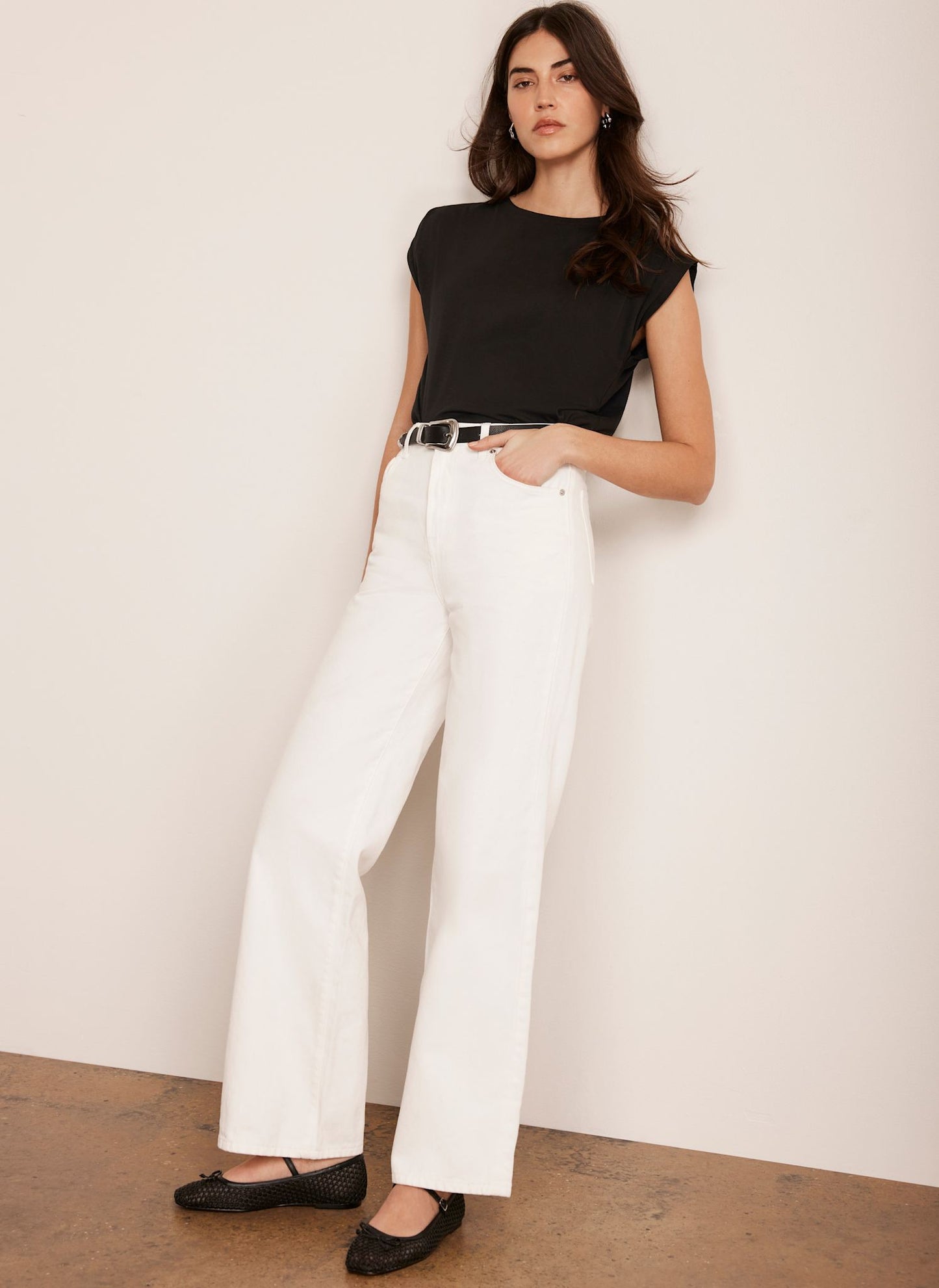 Black Cotton Extended Shoulder T-Shirt