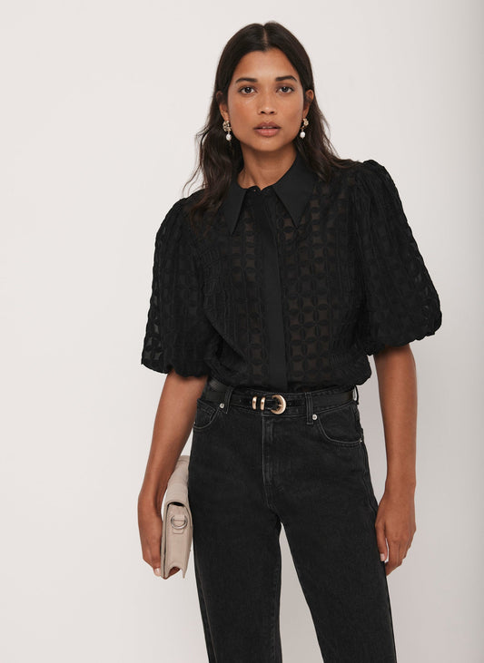 Black Petal Detail Shirt