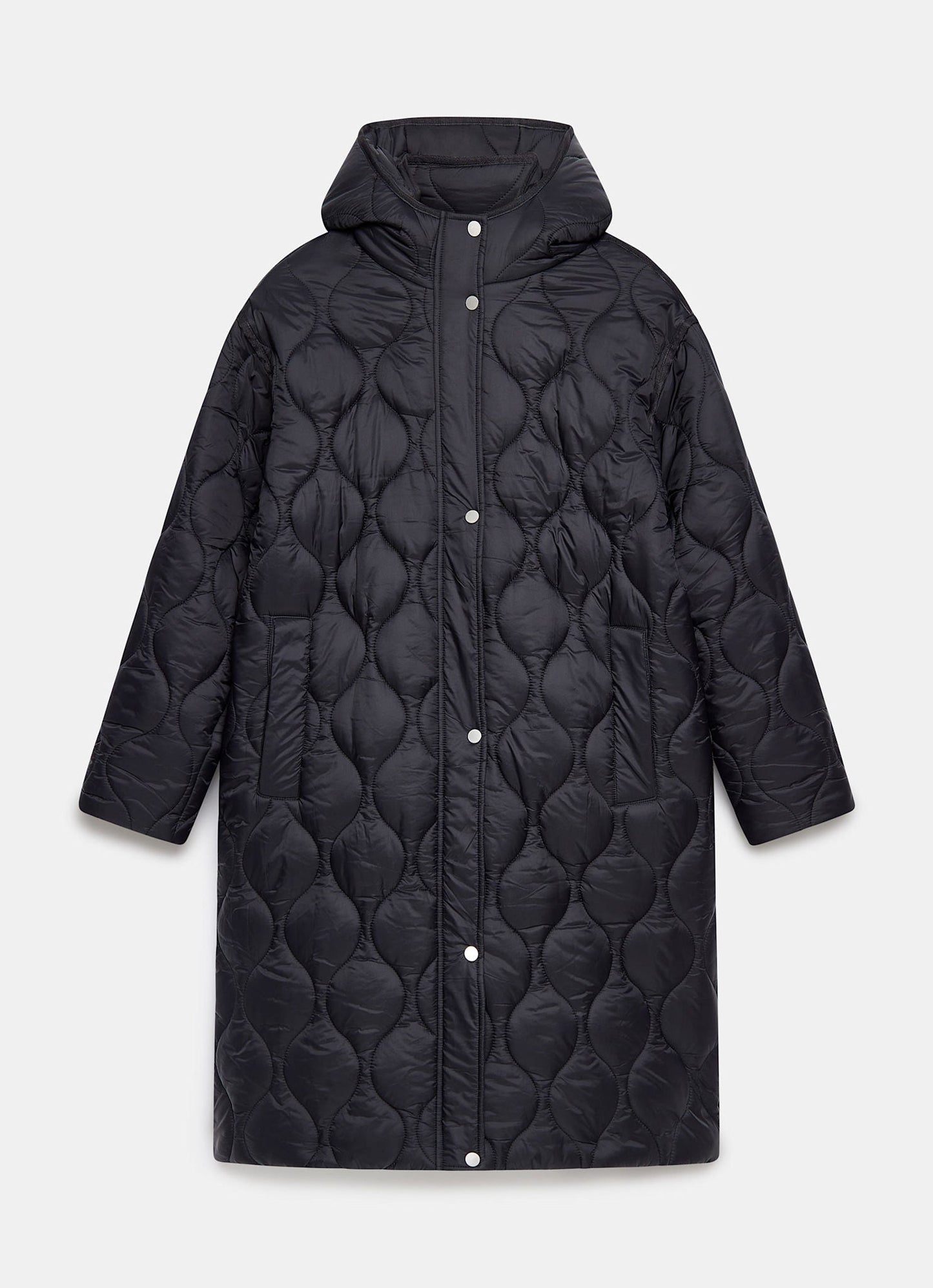 Black Double Layer Quilted Coat