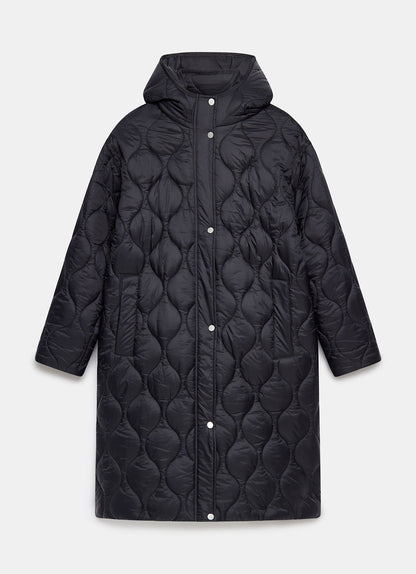 Black Double Layer Quilted Coat